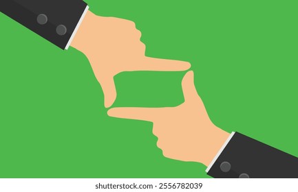 Hands making a frame gesture. Vector illustration of two hands mimicking the view through a camera lens