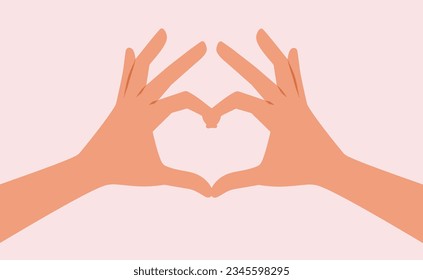 
Hands Making Heart Gesture Vector Cartoon Drawing Illustration  People making love sign showing affection   caring 
