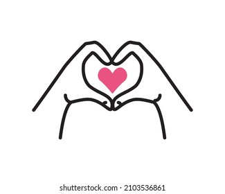 hands making a heart icon line