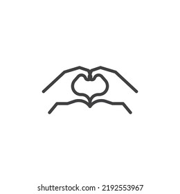 Hands making heart line icon. linear style sign for mobile concept and web design. Hands heart gesture outline vector icon. Love symbol, logo illustration. Vector graphics