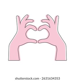 Hands making heart line icon. Heart shape gesture. Vector illustration