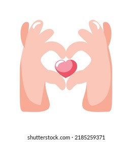 hands making heart love icon isolated