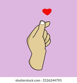 Manos haciendo gesto en forma de corazón. Ilustración vectorial de dibujos animados de sentimientos románticos, símbolo de amor.