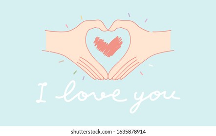 Hands making heart shape. Love concept on Valentine day.