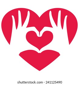 Hands Making Heart Shape, Vector Illustration 