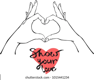 Sketch hands showing heart shape gesture hand Vector Image