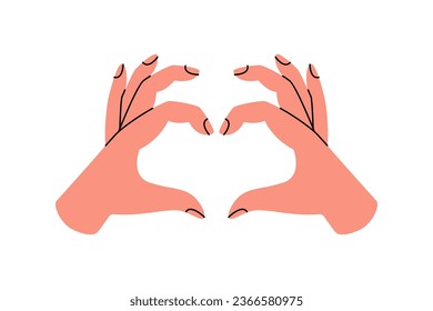 Hands making heart sign. Old school tattoo. Vector illustration.