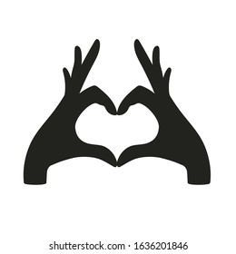 Hands Making Heart Sign On White Background. Vector Illustration