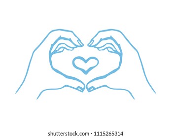 Hands making heart sign. Symbol of the heart and love. Hand-drawn isolated vector illustration.