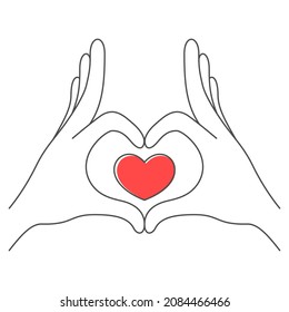 Hands making heart sign. Vector illustration.