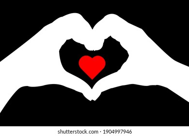 Hands making heart sign.White hands on a black background,vector illustration in EPS 10