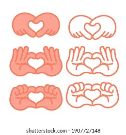 Hands making a heart symbol icon vector