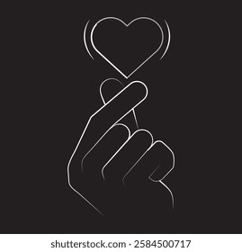 Hands making heart symbol icon. Variety finger heart line icons set. Hand with love icon vector illustration. Design of Variety.