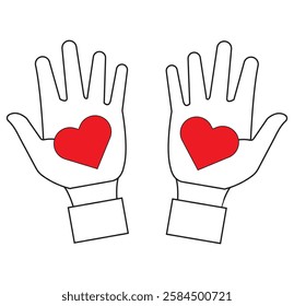 Hands making heart symbol icon. Variety finger heart line icons set. Hand with love icon vector illustration. Design of Variety.