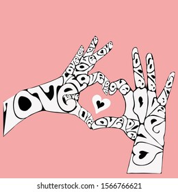 hands making a heart symbol. heart shaped gesture, a message of love. showing I love you.