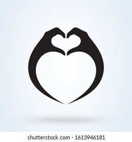 Hands making a heart symbol. Simple vector modern icon design illustration.