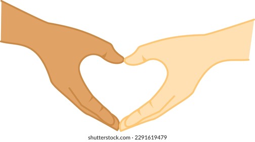 Hands making a heart symbol vector illustration.