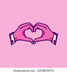 Hands making a heart vector illustration perfect for sticker, logo