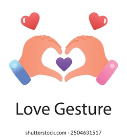 Hands making love gesture, flat icon 