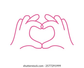 hands making love and gesture line art design vector illustration on transparent background