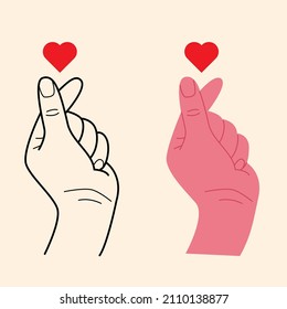 Manos haciendo icono de símbolo de corazón mini, conjunto de logotipos, ilustración vectorial