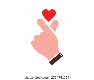 Manos haciendo mini icono de símbolo de corazón. Signo de línea del corazón del mini dedo. Mano con logo de amor.