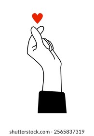 Hands making mini heart symbol icon. Mini finger heart line icons set. Hand with love icon vector illustration.