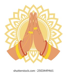 hands making namaste greeting isolated