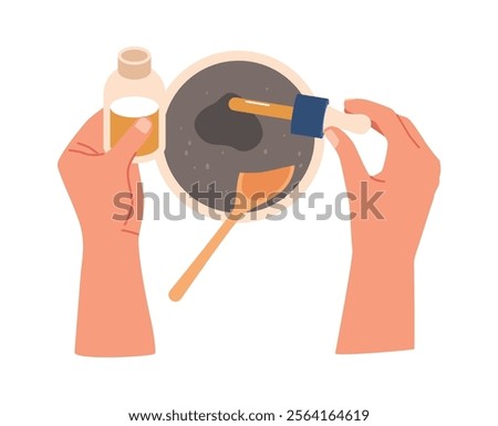 Hands making natural oil vector illustration