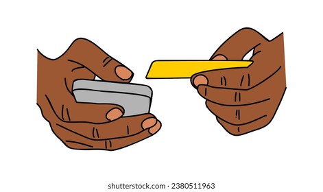 Manos haciendo pagos con tarjeta y teléfono móvil.