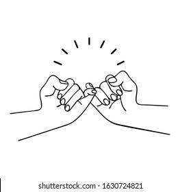 hands making  promise vector outline concept