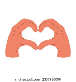 Hands making sign heart by fingers vector flat illustration. Finger Heart Symbol. Message of love hand gesture