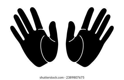 The hands of a man. Black silhouette with lines