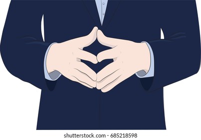 Hands of a man in a blue suit