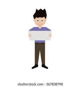 In  the hands of a man holding a blank sheet of paper