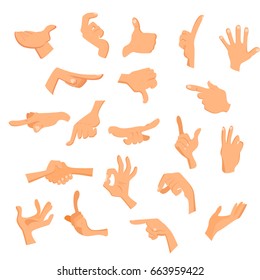 Hands man set cartoon vector illustration