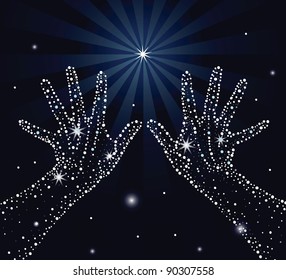 Hands of mankind reach for The Unknown