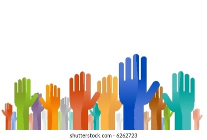 Hands of many people expressing their decision.