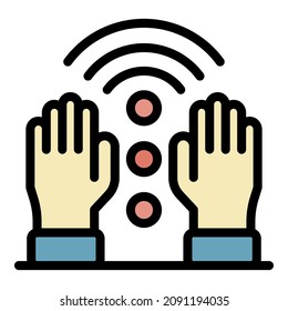 Hands of a massage therapist icon. Outline hands of a massage therapist vector icon color flat isolated