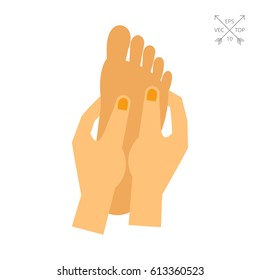 Hands massaging foot icon