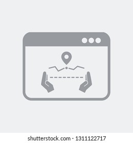 Hands measuring distance on application