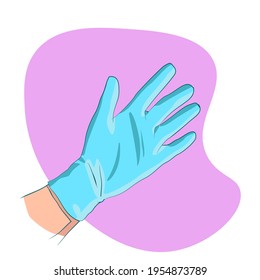 Hands in medical gloves. Rubber gloves are worn on the hand.