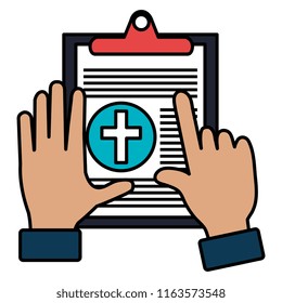 hands with medical order clipboard