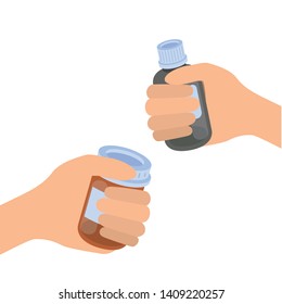 hands with medicine drugs in white background