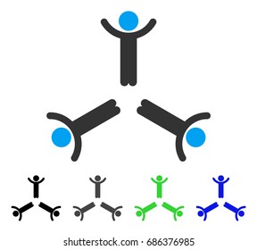 Hands Up Men flat vector icon. Colored hands up men gray, black, blue, green pictogram versions. Flat icon style for application design.