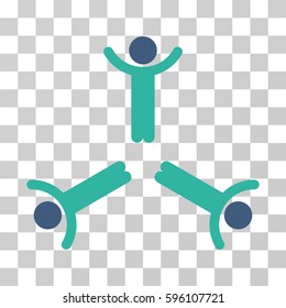 Hands Up Men icon. Vector illustration style is flat iconic bicolor symbol, cobalt and cyan colors, transparent background. Designed for web and software interfaces.