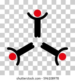 Hands Up Men icon. Vector illustration style is flat iconic bicolor symbol, intensive red and black colors, transparent background. Designed for web and software interfaces.