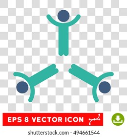 Hands Up Men round icon. Vector EPS illustration style is flat iconic bicolor symbol, cobalt and cyan colors, transparent background.