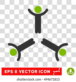 Hands Up Men round icon. Vector EPS illustration style is flat iconic bicolor symbol, eco green and gray colors, transparent background.