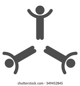 Hands Up Men vector icon. Style is flat symbol, gray color, rounded angles, white background.